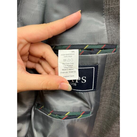 CHAPS Mens Blazer Sport Coat Two Button Jacket 44L Gray Wool Business Dinner - Picture 5 of 8